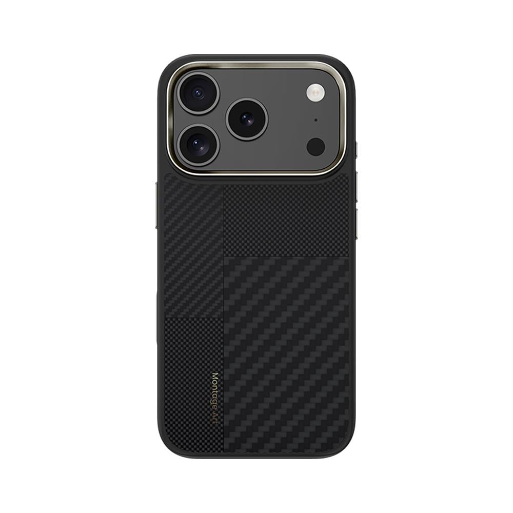 Apple iPhone 17 Pro Kılıf M-safe Şarj Özellikli Karbon Fiber Benks Montage Hybrid ArmorPro Kevlar Kapak