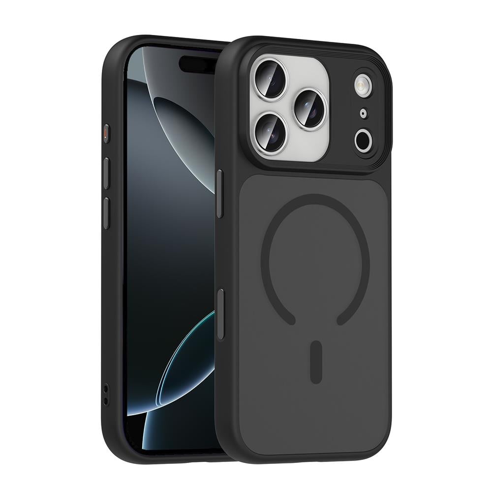 Apple iPhone 17 Pro Kılıf Mat Arka Yüzey Wireless Şarj Özellikli Zore Flet M-safe Kapak