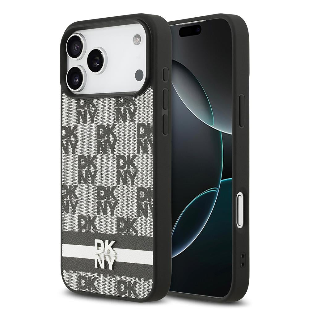 Apple iPhone 17 Pro Max Kılıf DKNY Orjinal Lisanslı M-safe Şarj Özellikli 3D Yazılı Metal Logolu Kapak