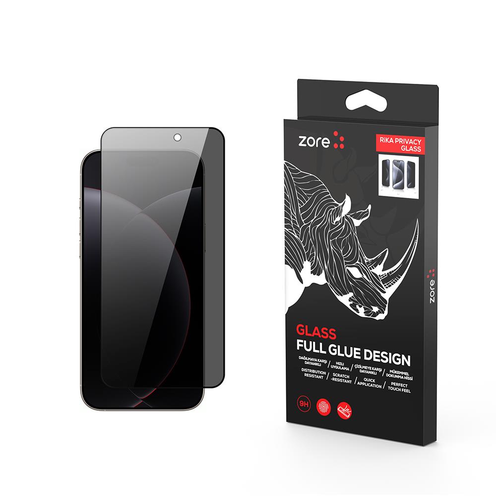 Apple iPhone 17 Pro Max Zore Rika Premium Privacy Temperli Cam Ekran Koruyucu