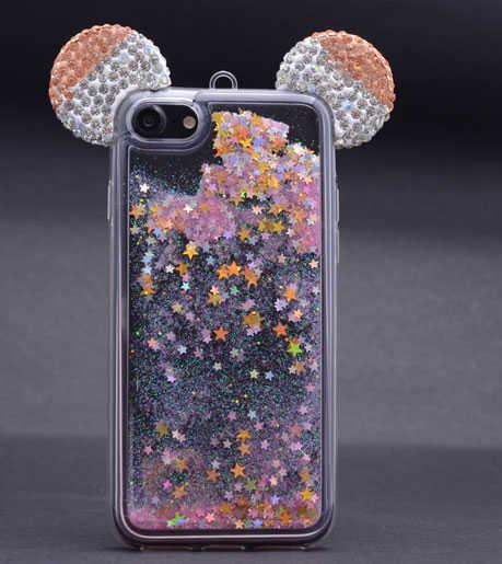 Apple iPhone SE 2022 Kılıf Zore Micky Taşlı Sıvılı Silikon