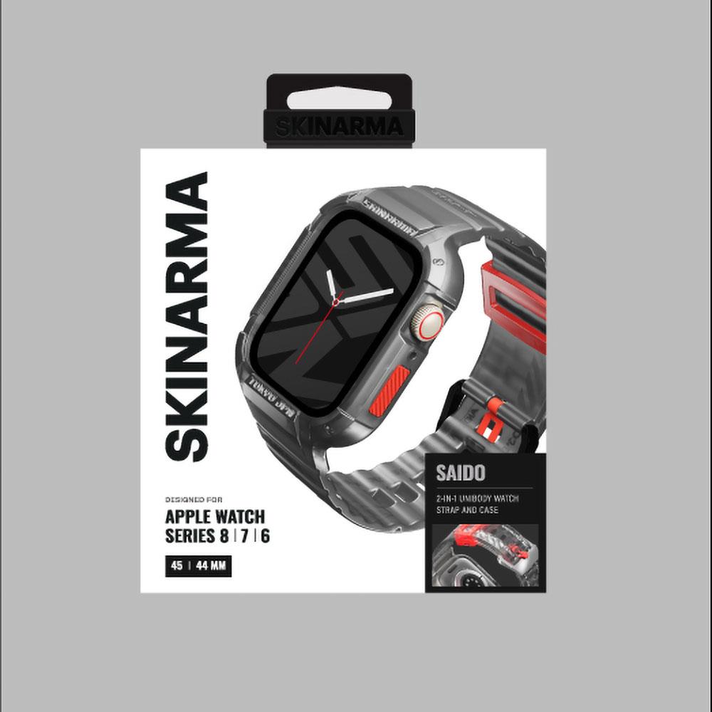 Apple Watch 44mm SkinArma Saido Sert PC Kasa Koruyuculu Silikon Kordon