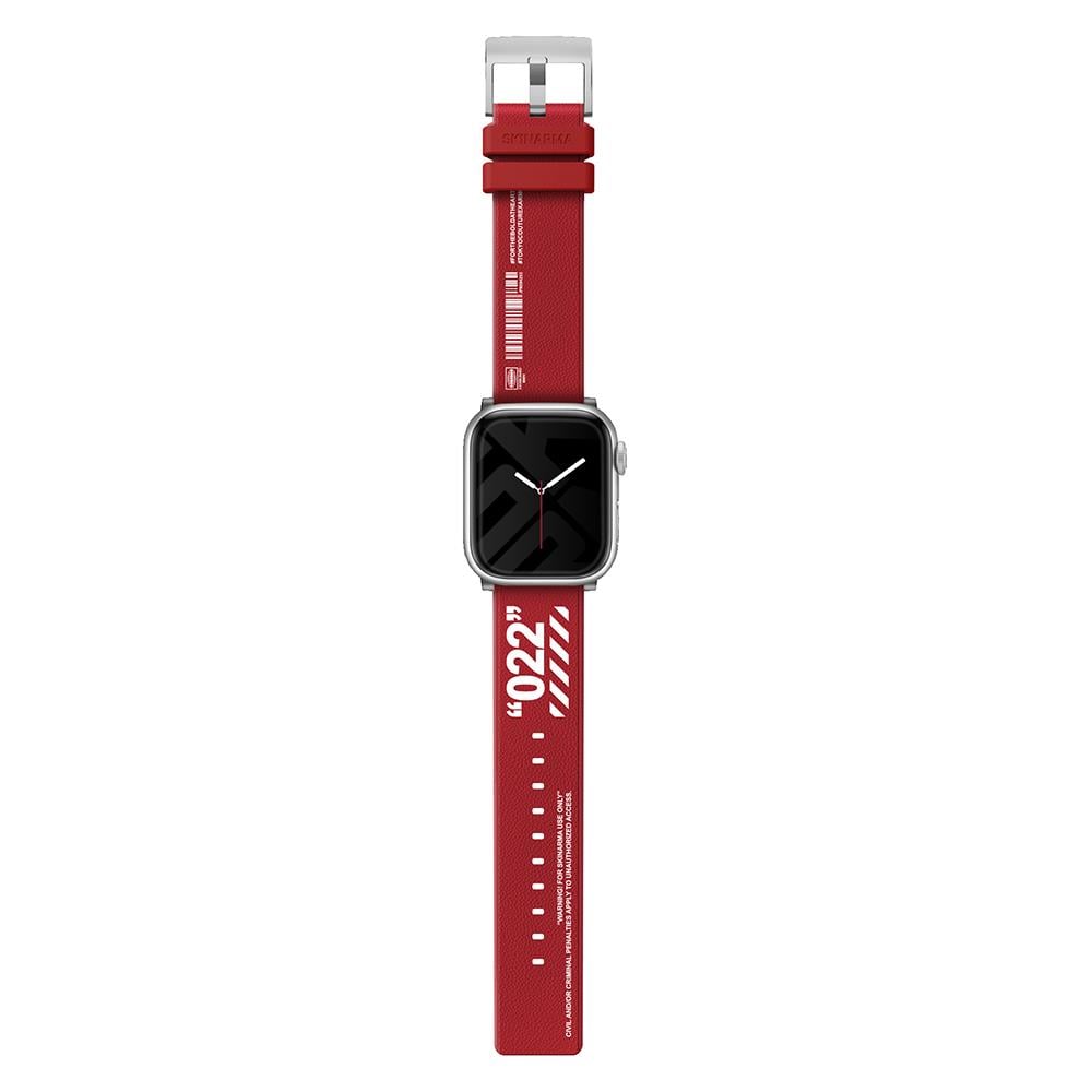 Apple Watch 44mm SkinArma Taihi Sora Yazı Desenli Deri Görünümlü Silikon Kordon