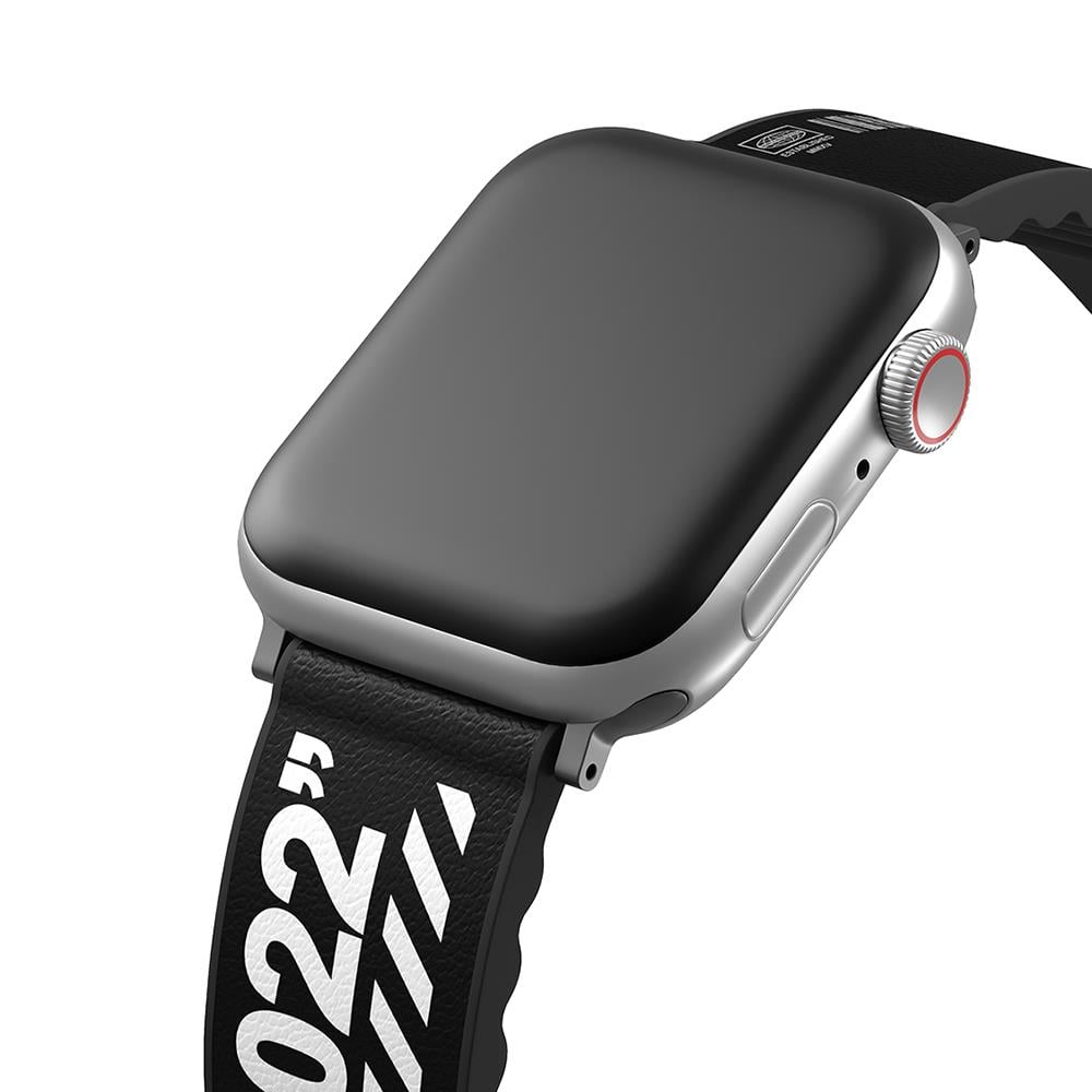 Apple Watch 44mm SkinArma Taihi Sora Yazı Desenli Deri Görünümlü Silikon Kordon
