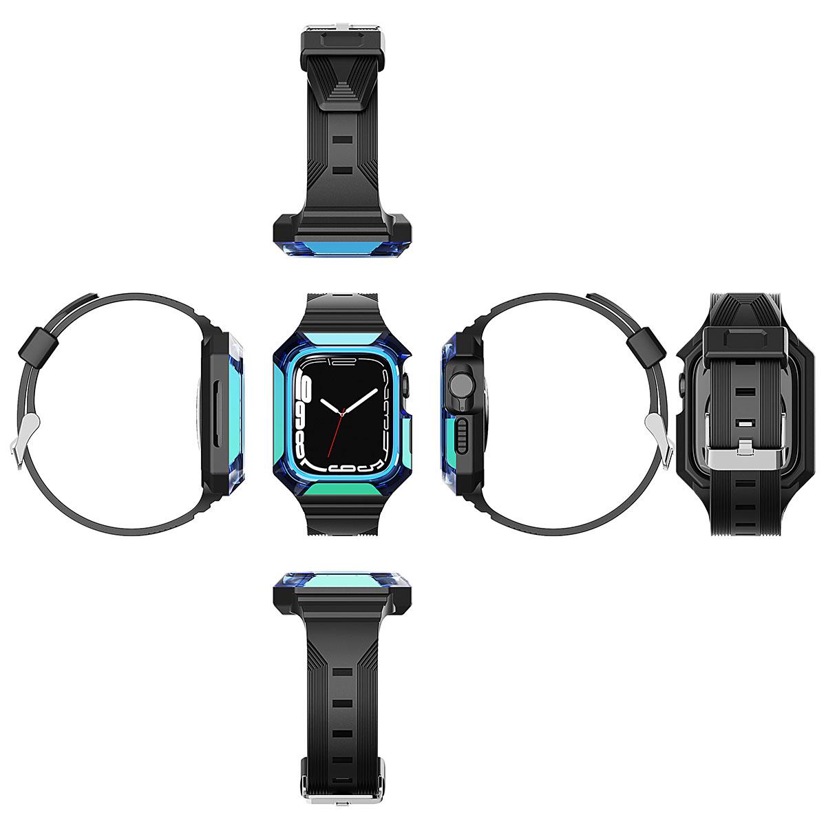 Apple Watch 44mm Zore KRD-88 Sert PC Kasa Koruyuculu Silikon Kordon