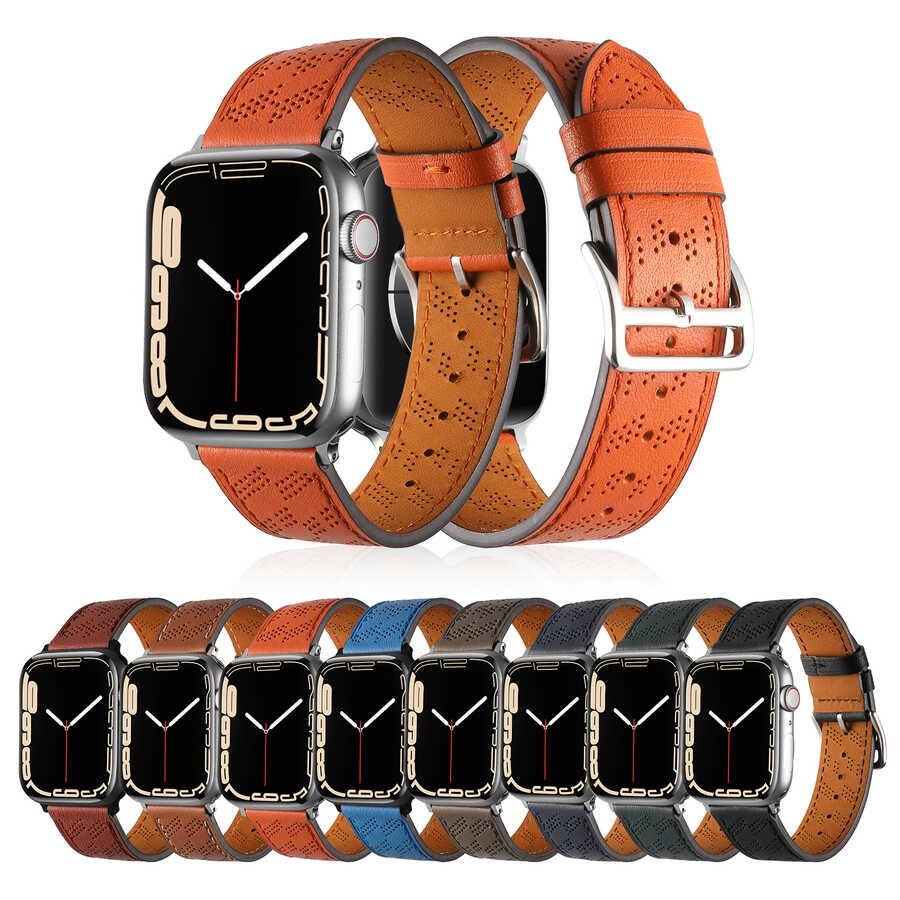 ​​​Apple Watch 7 41mm KRD-76 PU Deri Kordon Strap Kayış