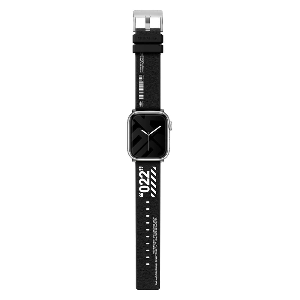 Apple Watch 7 45mm SkinArma Taihi Sora Yazı Desenli Deri Görünümlü Silikon Kordon