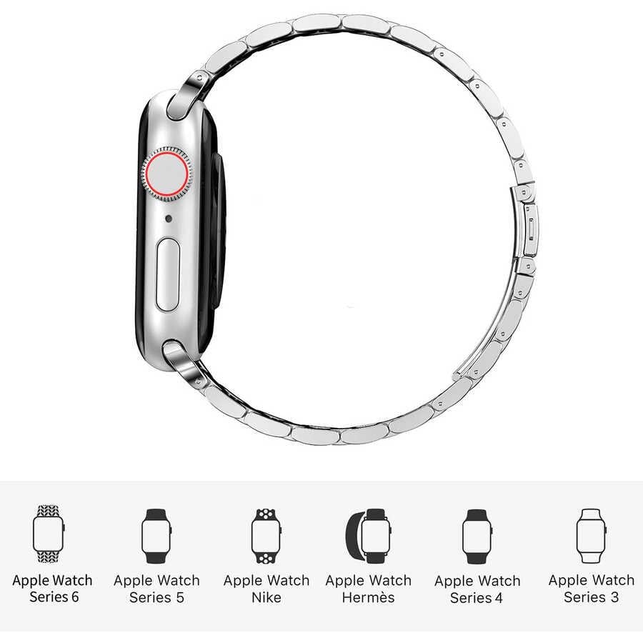 Apple Watch Ultra 49mm Kordon Wiwu Ultra Thin Steel Belt Three Beads Metal Strap Kayış
