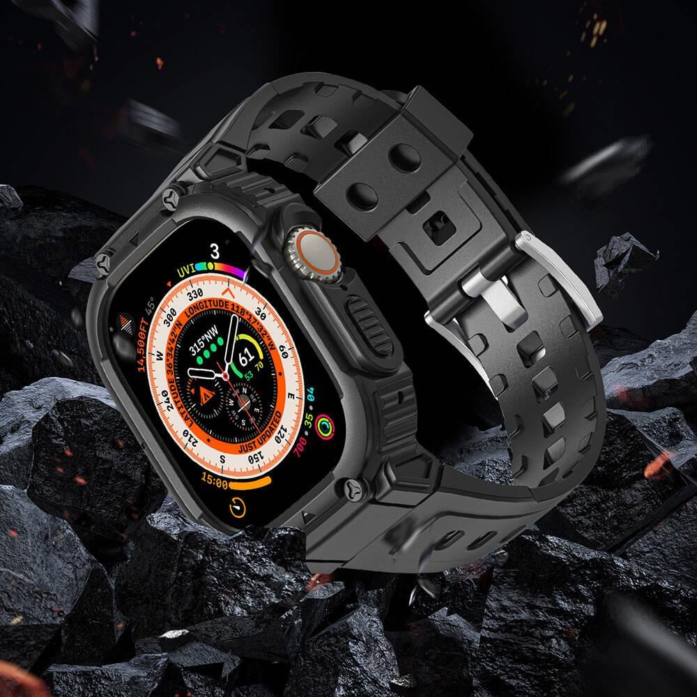 Apple Watch Ultra 49mm Wiwu Wi-WB014 Armor Serisi 2in1 Sert PC Kasa Koruyuculu Silikon Kordon