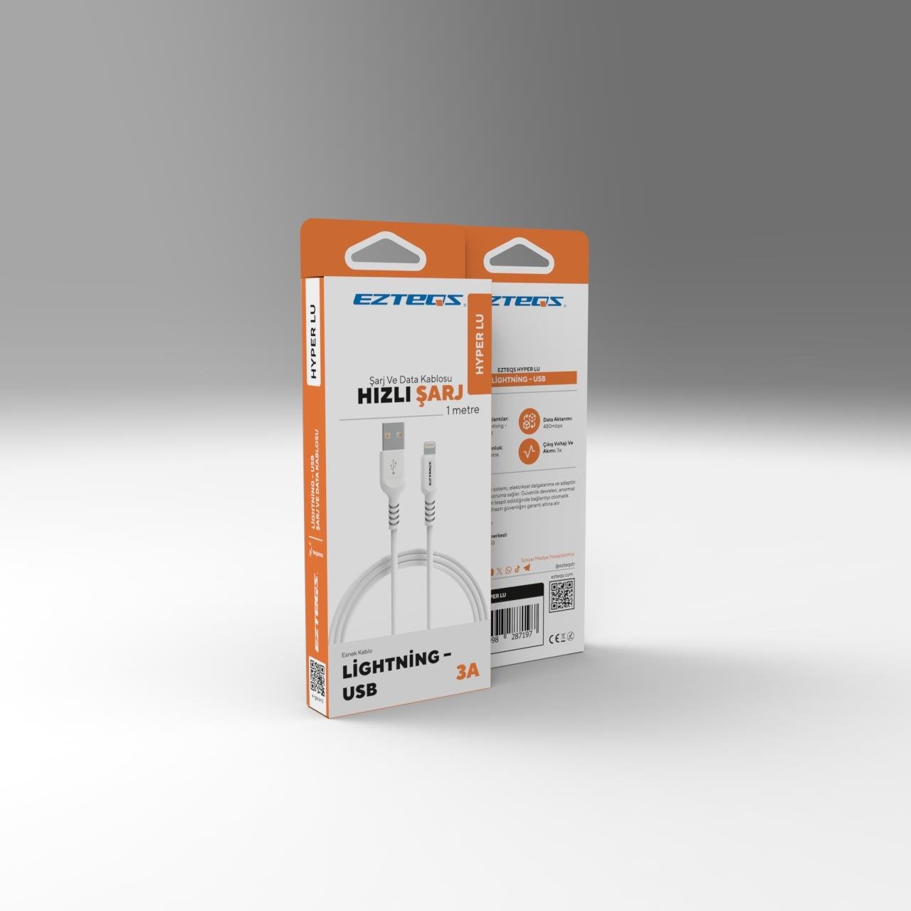 EZTEQS HYPER LU Lightning - USB Kablo 3A 100Cm