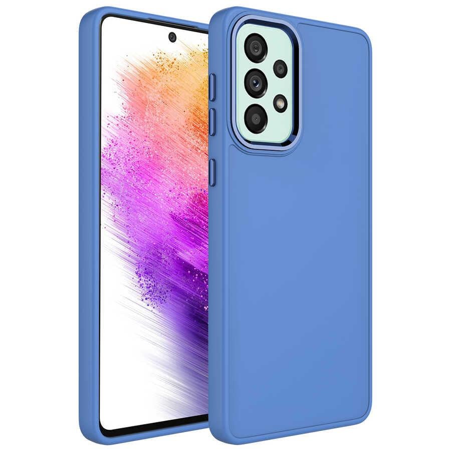 Galaxy A33 5G Kılıf Metal Çerçeve ve Buton Tasarımlı Silikon Zore Luna Kapak
