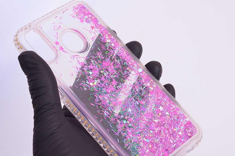 Galaxy M20 Kılıf Zore Sıralı Taşlı Sıvılı Silikon