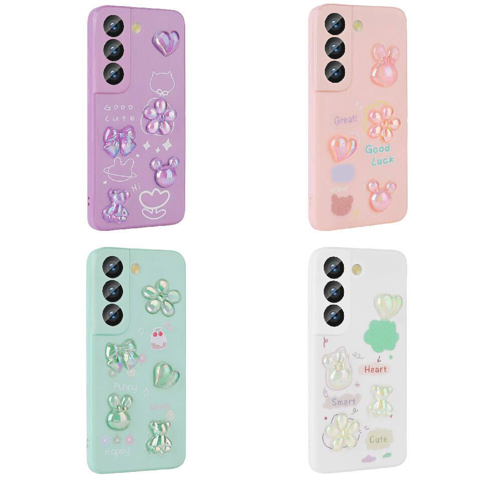 Galaxy S21 FE Kılıf Kabartma Figürlü Parlak Zore Toys Silikon Kapak