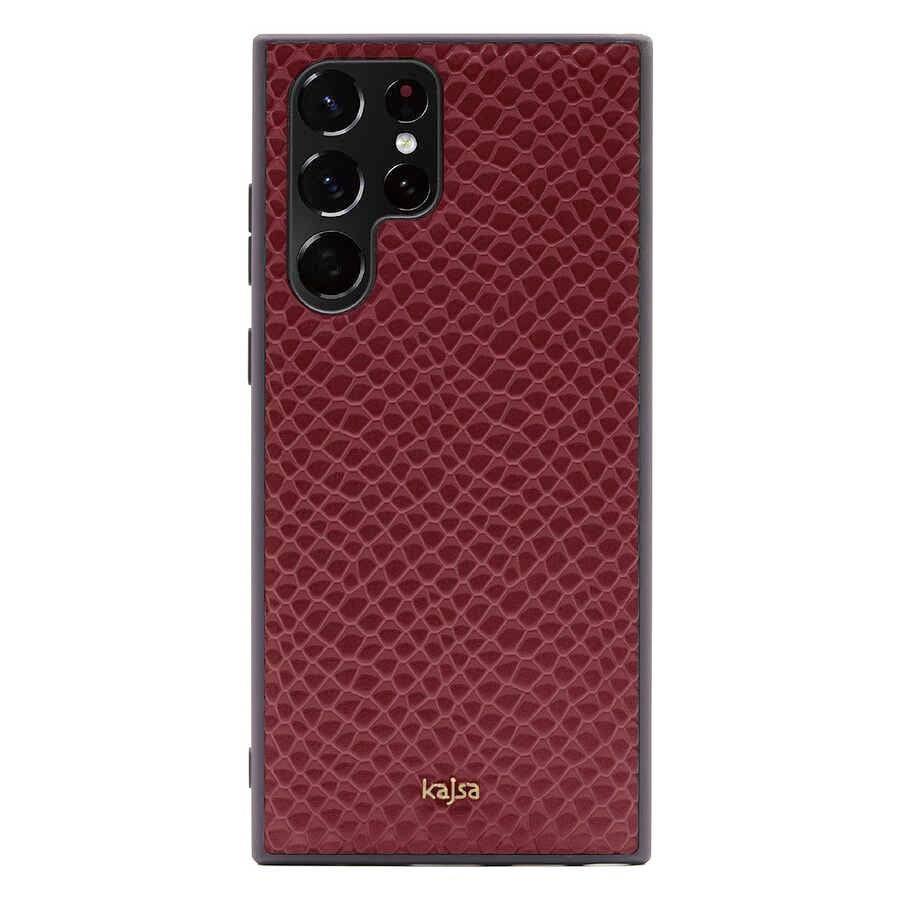 Galaxy S22 Ultra Kılıf ​Kajsa Pearl Pattern Hakiki Deri Kapak