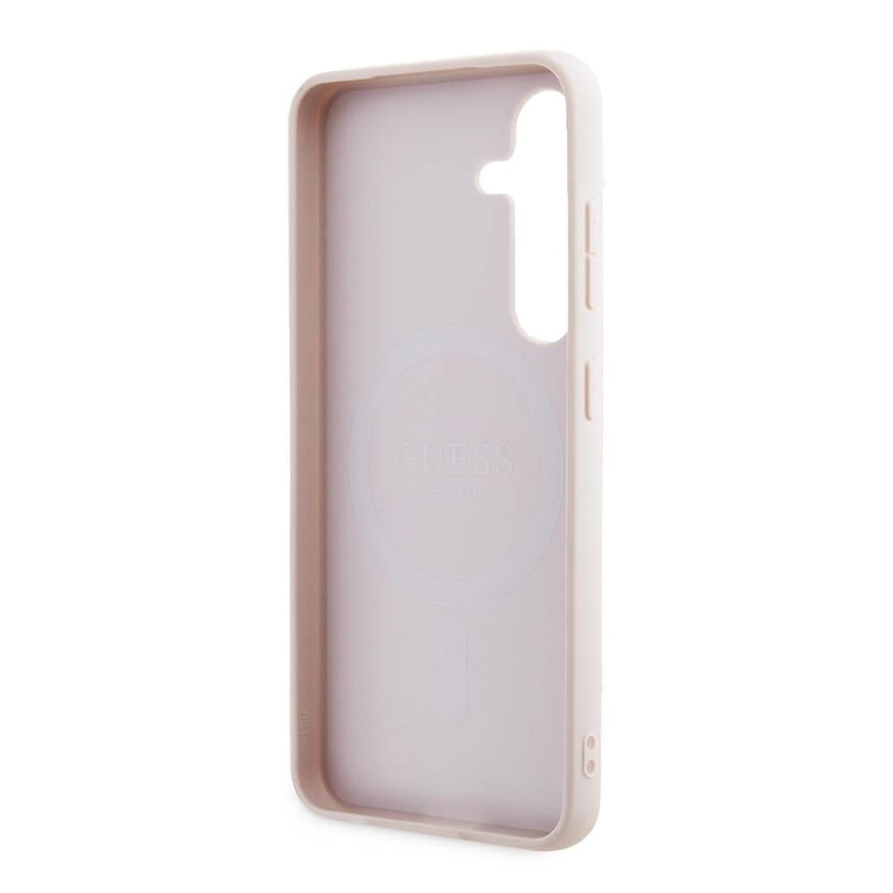 Galaxy S24 Kılıf Guess Orjinal Lisanslı PU Deri Yazı ve 4G Metal Logolu Desenli Kapak