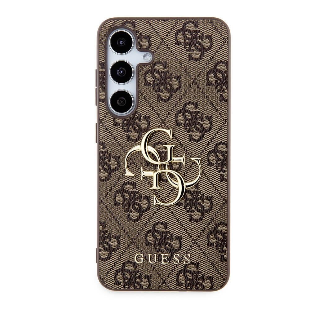 Galaxy S24 Kılıf Guess Orjinal Lisanslı PU Deri Yazı ve 4G Metal Logolu Desenli Kapak