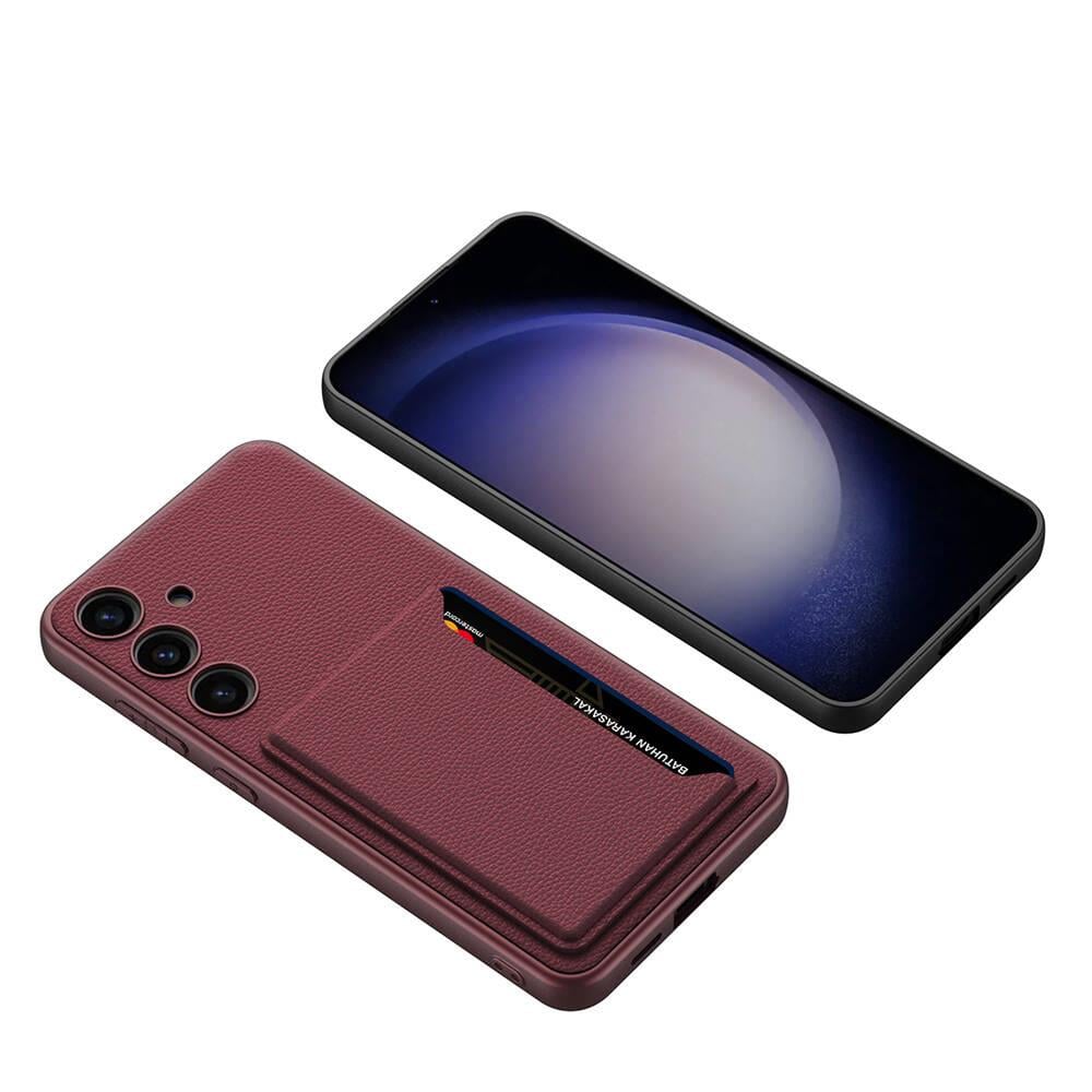 Galaxy S24 Plus Suni Deri Arka Yüzey Zore Kartlıklı Kıpta Silikon Kapak