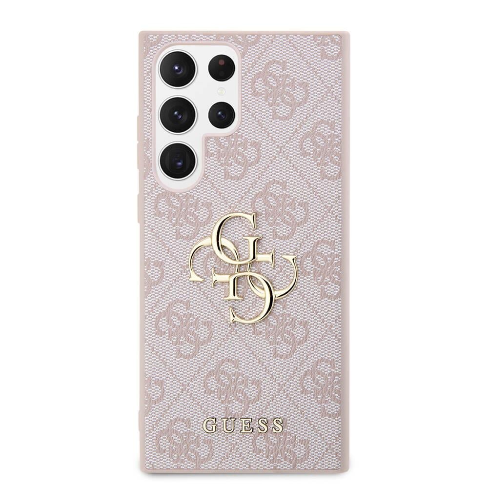 Galaxy S24 Ultra Kılıf Guess Orjinal Lisanslı PU Deri Yazı ve 4G Metal Logolu Desenli Kapak