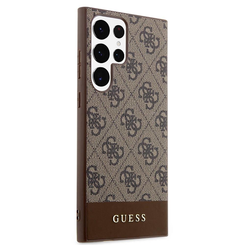 Galaxy S24 Ultra Kılıf Guess Orjinal Lisanslı PU Deri Şerit Logo Dizaynlı Kapak