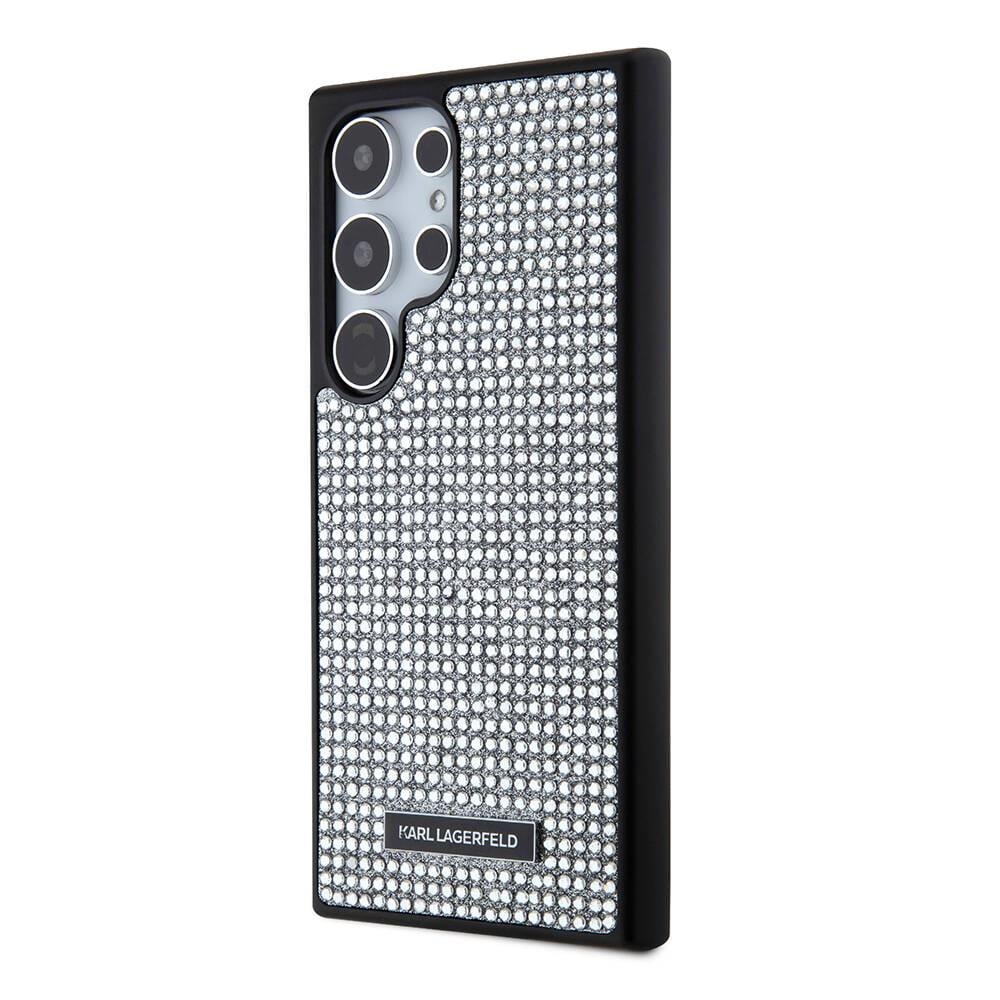 Galaxy S24 Ultra Kılıf Karl Lagerfeld Taşlı Metal Logo Orjinal Lisanslı Kapak