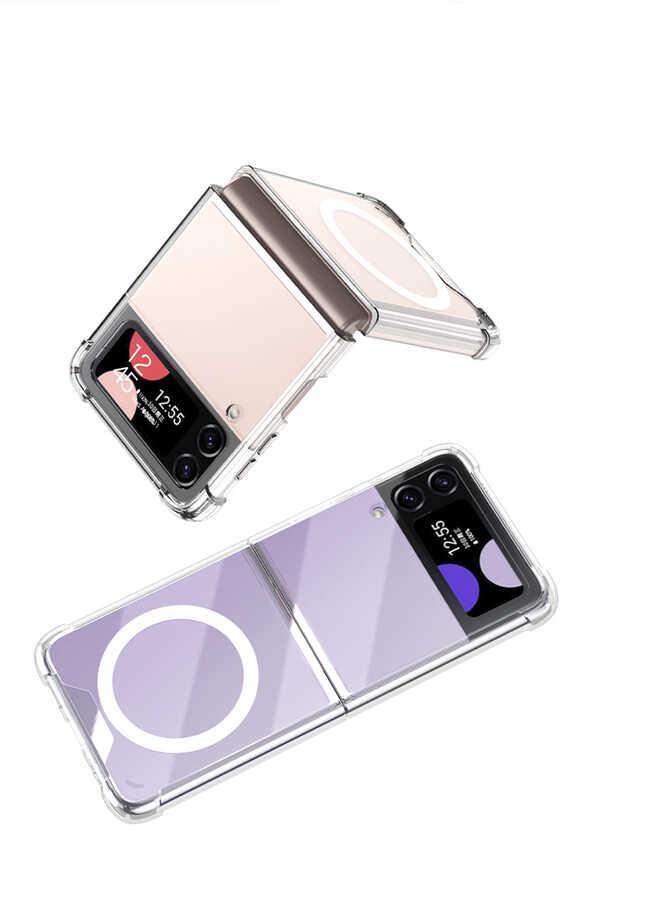 Galaxy Z Flip 3 Kılıf Wireless Şarj Özellikli Airbagli Zore Kıpta Anti Shock Magsafe Kapak