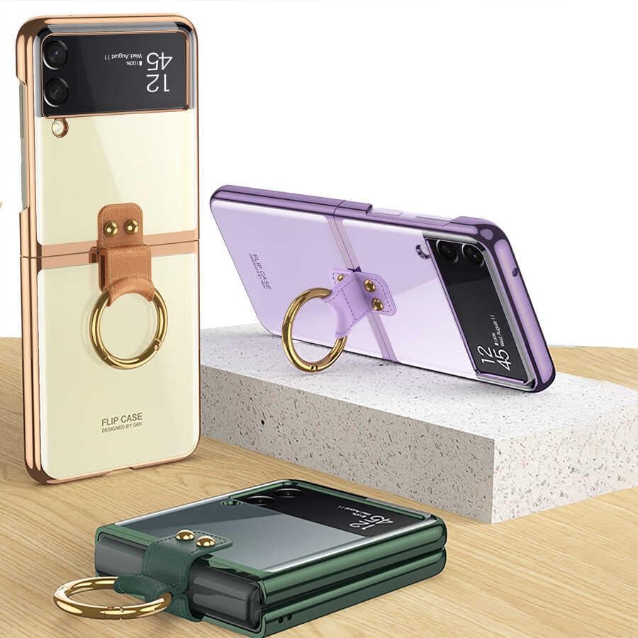 Galaxy Z Flip 3 Kılıf Zore Yüzüklü Kıpta Kapak