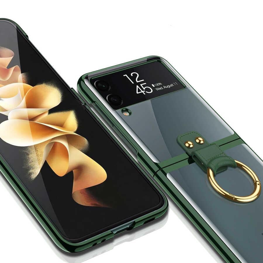 Galaxy Z Flip 3 Kılıf Zore Yüzüklü Kıpta Kapak