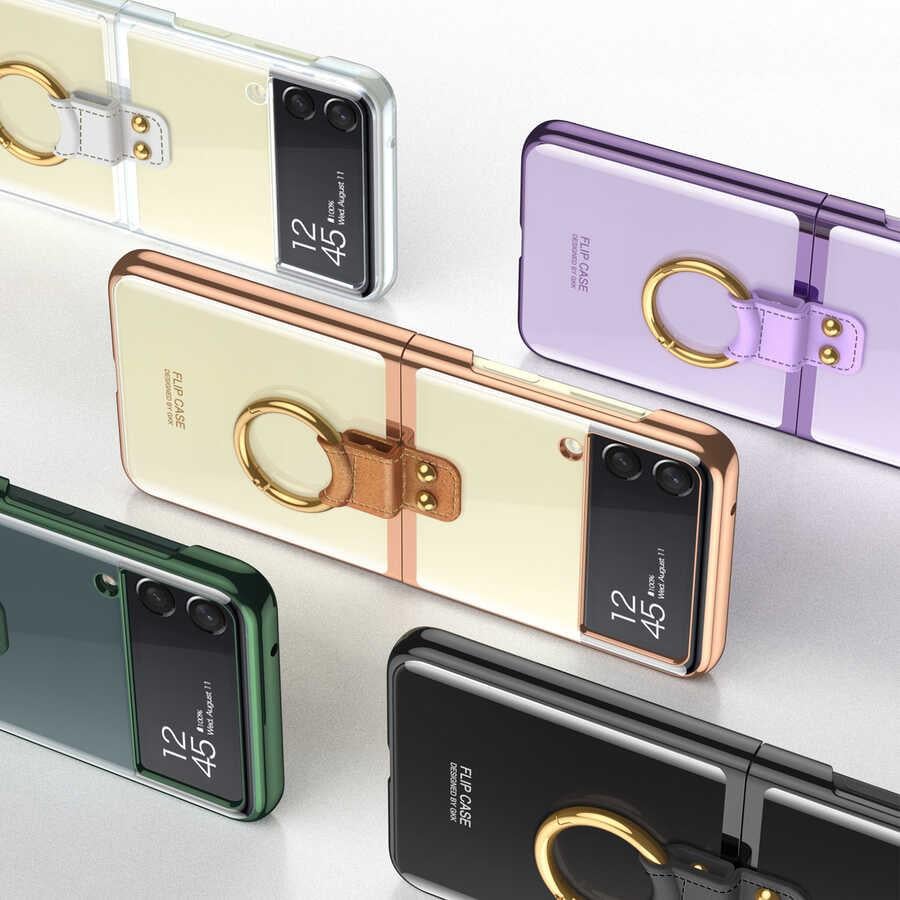 Galaxy Z Flip 3 Kılıf Zore Yüzüklü Kıpta Kapak