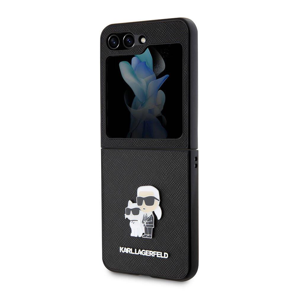 Galaxy Z Flip 5 Kılıf Karl Lagerfeld Orjinal Lisanslı K&C Metal Logolu Saffiano Kapak