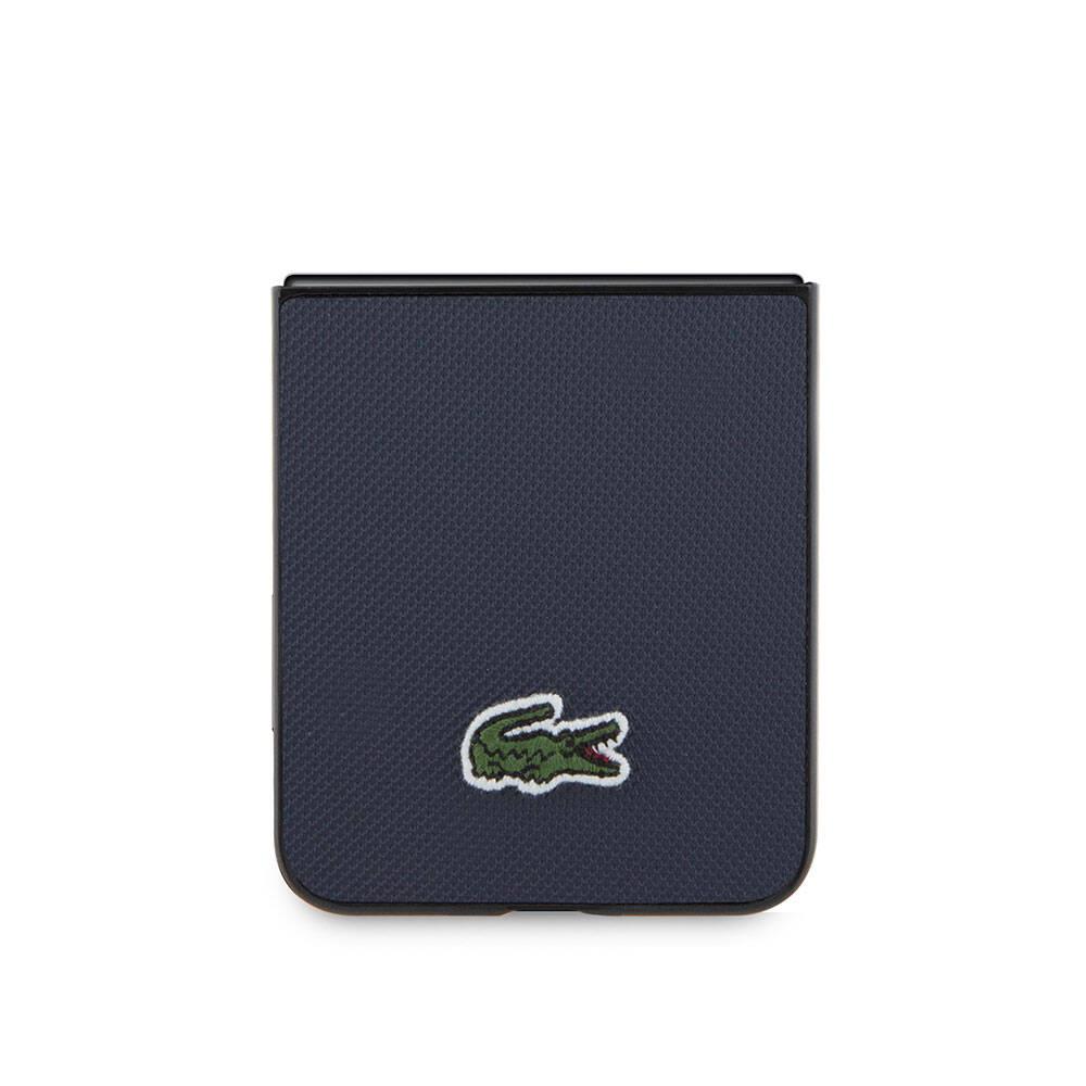 Galaxy Z Flip 5 Kılıf Lacoste Orjinal Lisanslı PU Pike Desenli Arka Yüzey İkonik Timsah Dokuma Logolu Kapak