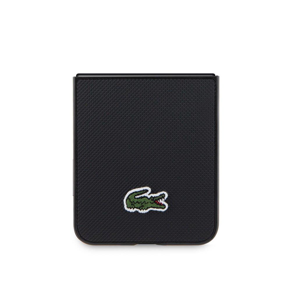 Galaxy Z Flip 5 Kılıf Lacoste Orjinal Lisanslı PU Pike Desenli Arka Yüzey İkonik Timsah Dokuma Logolu Kapak