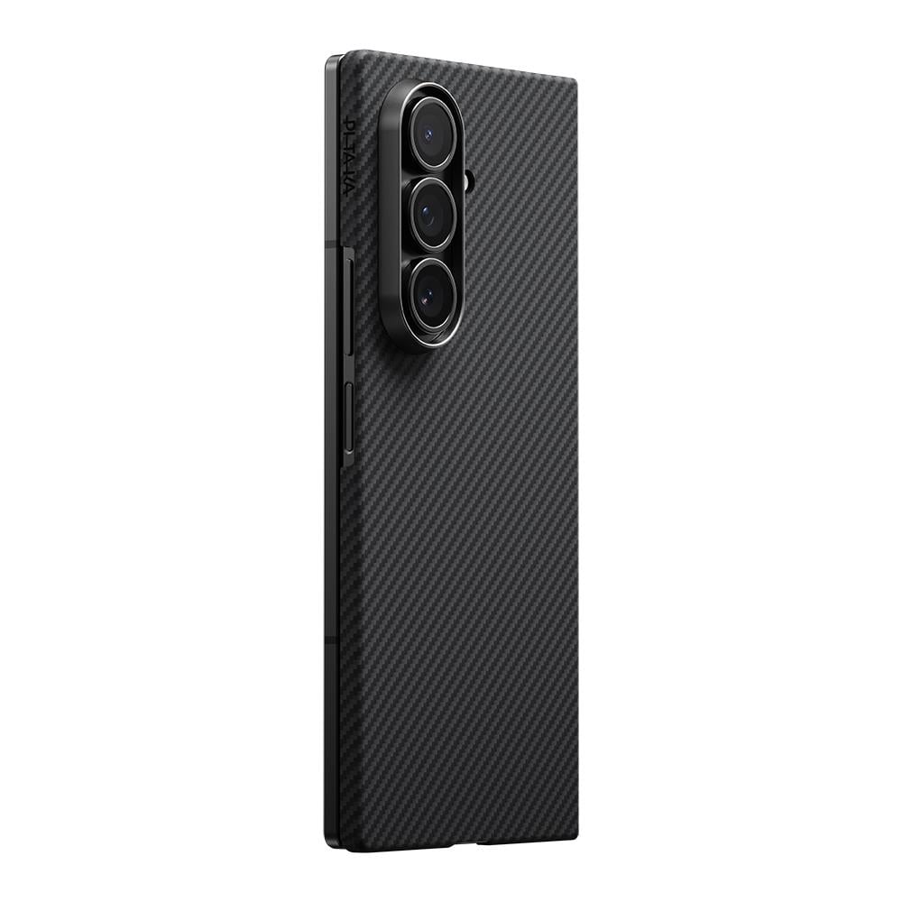 Galaxy Z Fold 7 Kılıf M-safe Şarj Özellikli 600D Aramid Fiber Pitaka Ultra-Slim Classic Serisi Black-Grey Twill Kapak