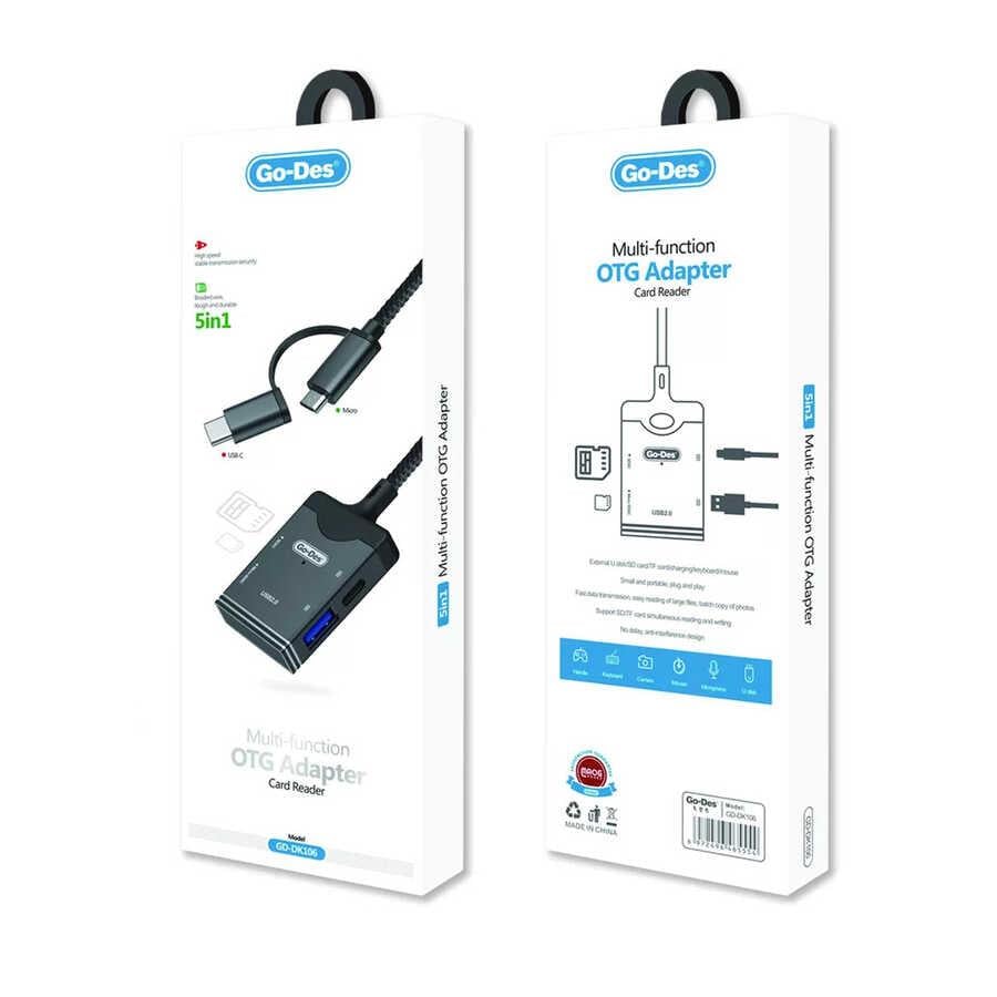 ​Go Des GD-DK106 5 in 1 OTG Hafıza Kart Okuyucu