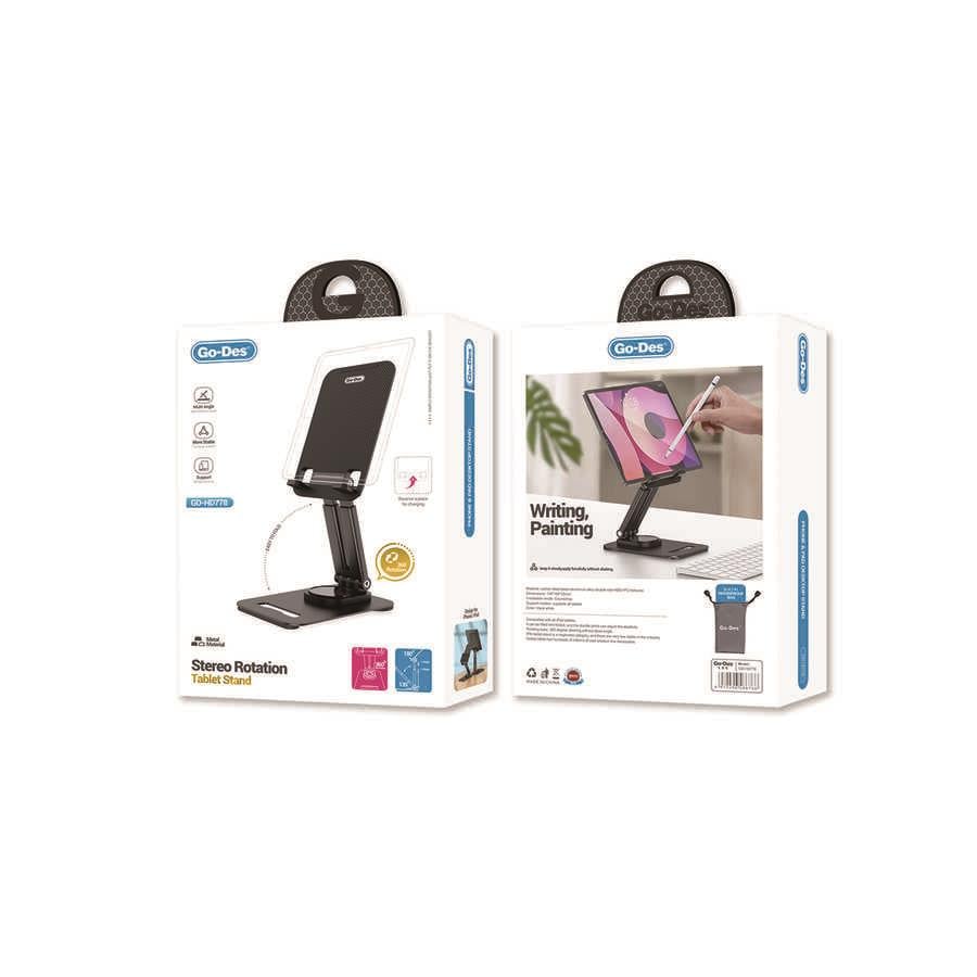 Go Des GD-HD778 Uzayabilen 360 Döner Başlıklı Metal Tablet Standı