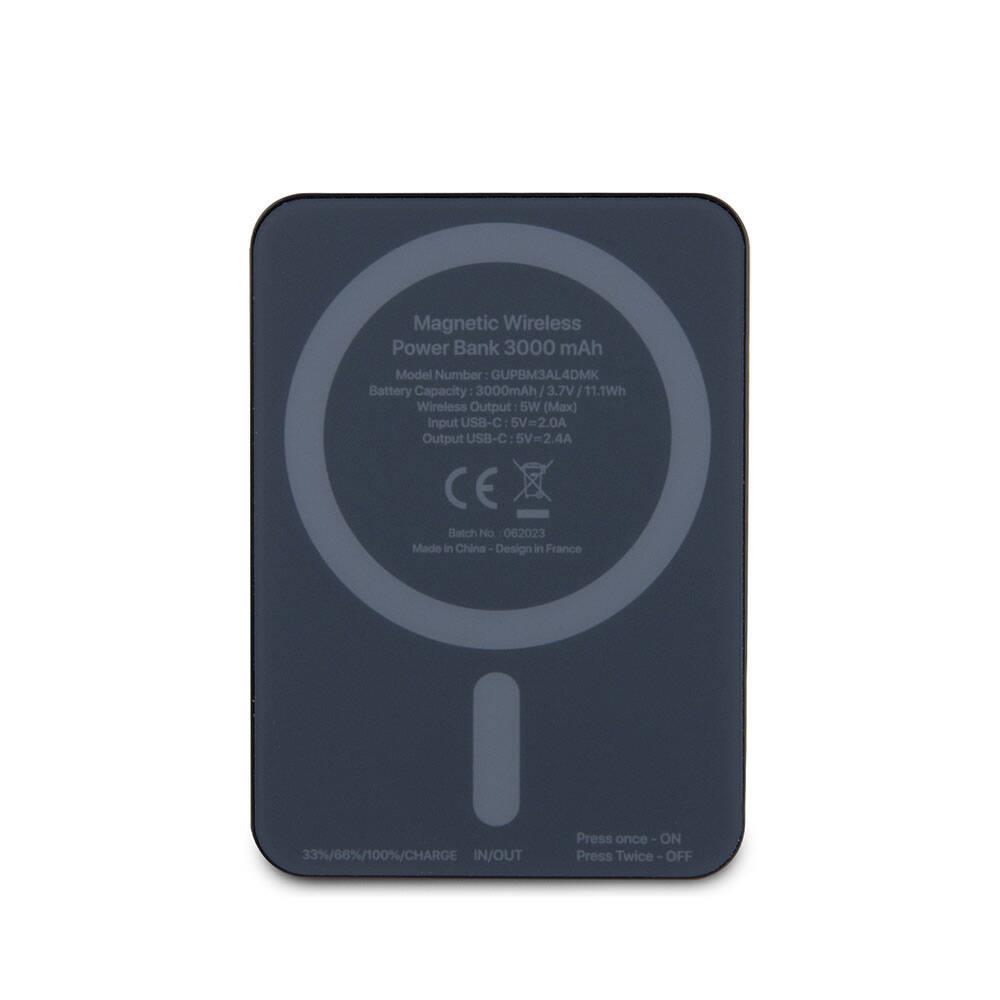 Guess Orjinal Lisanslı Magsafe Şarj Özellikli Metal Yazı Logolu Powerbank 3000mAh 5W