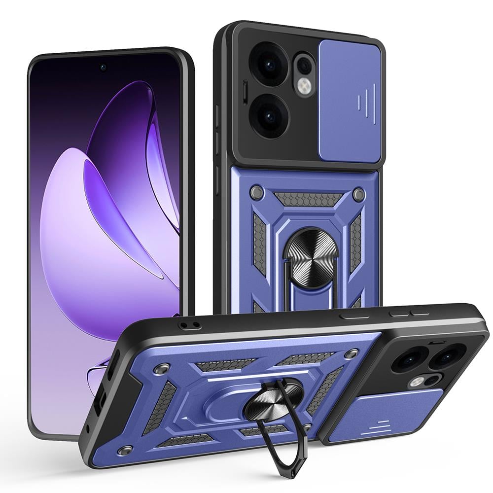Oppo Reno 13F 5G Kılıf Magnetik Standlı Kamera Korumalı Zore Sürgülü Vega Kapak