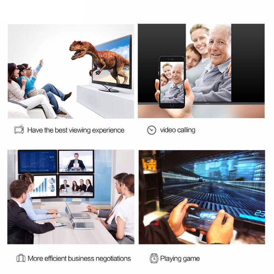 Qgeem QG-UA17 Type-C to VGA Adaptörü Yüksek Çözünürlüklü Dönüştürücü Kablo 1080p 60Hz 3 metre
