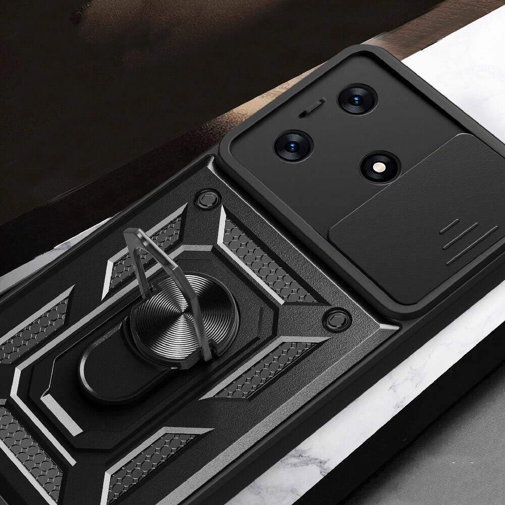 Tecno Spark 10 4G Kılıf Magnetik Standlı Kamera Korumalı Zore Sürgülü Vega Kapak