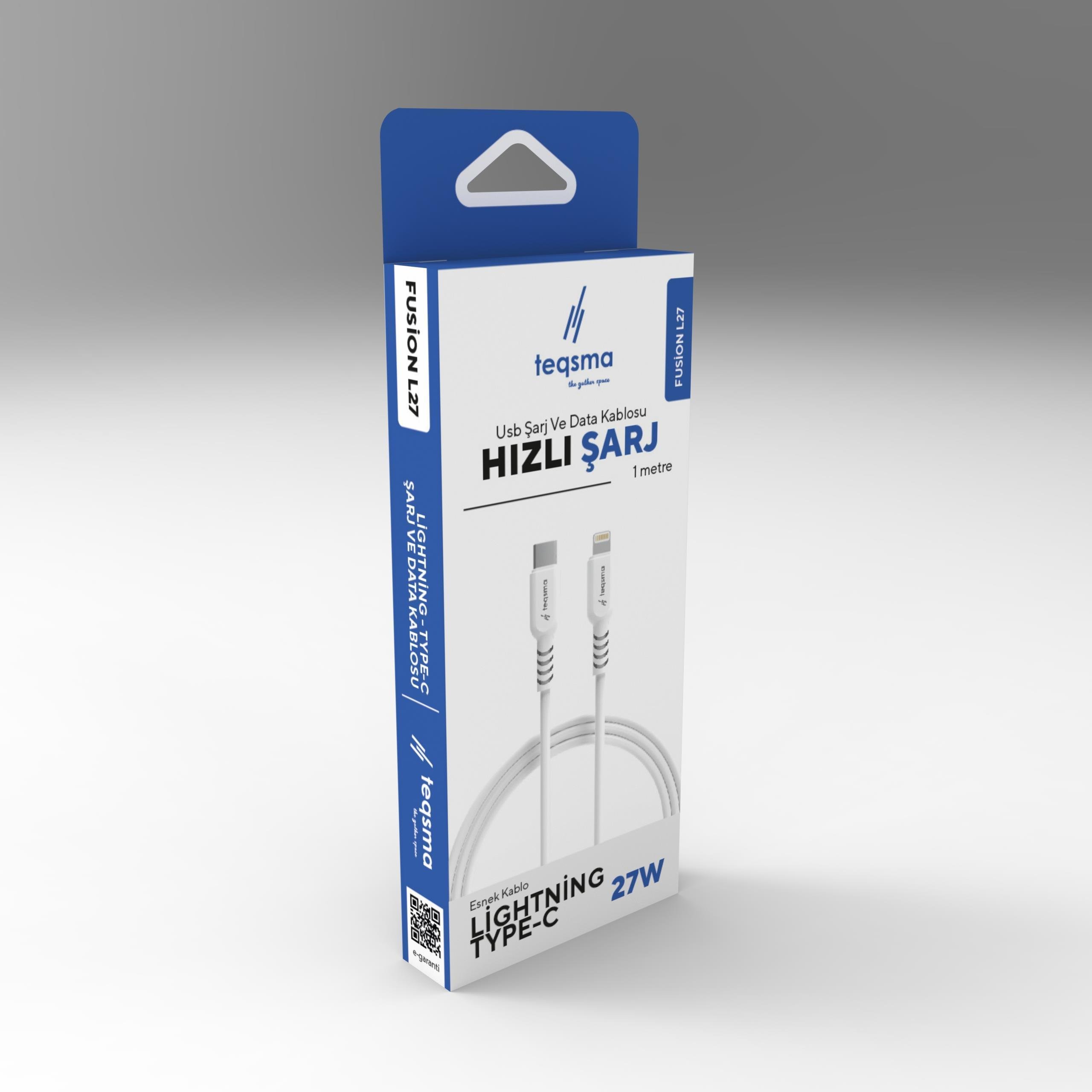 TEQSMA FUSION L27 Lightning - Type-C Kablo 27W 100Cm 