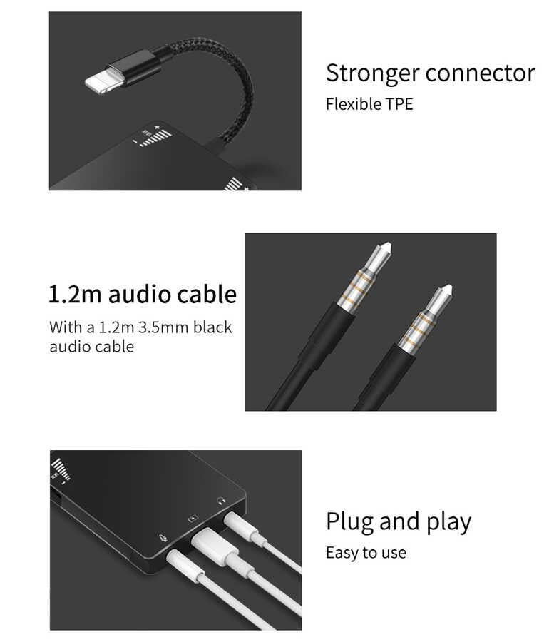 Wiwu 3 in 1 Live Broadcast Lightning Ses Adaptörü