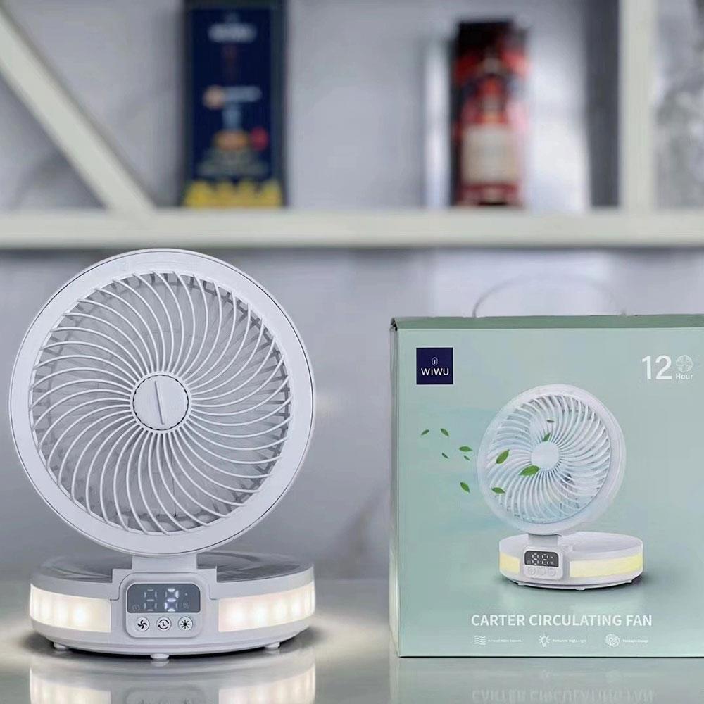 ​Wiwu FS05 Katlanabilir Şarjlı Dijital LED Ekranlı Gece Lambalı Masaüstü Fan