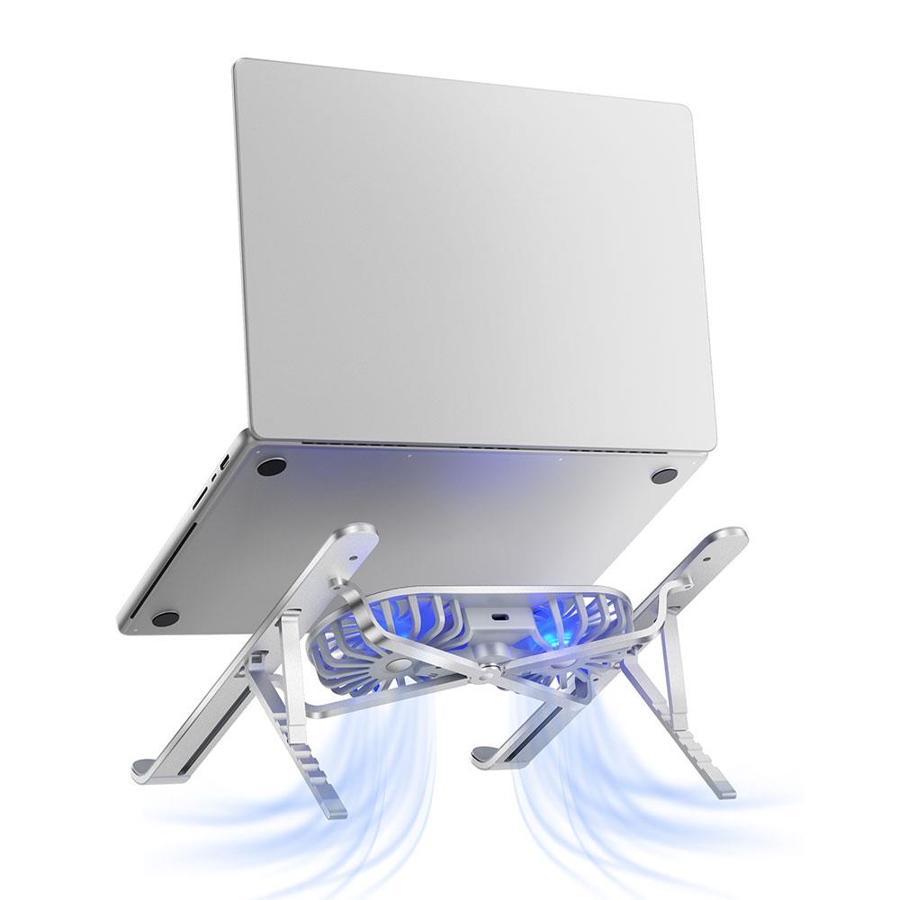 Wiwu S400 Pro Çift Fanlı Işıklı Katlanabilir Ayarlanabilir Laptop Standı 5W 3000RPM