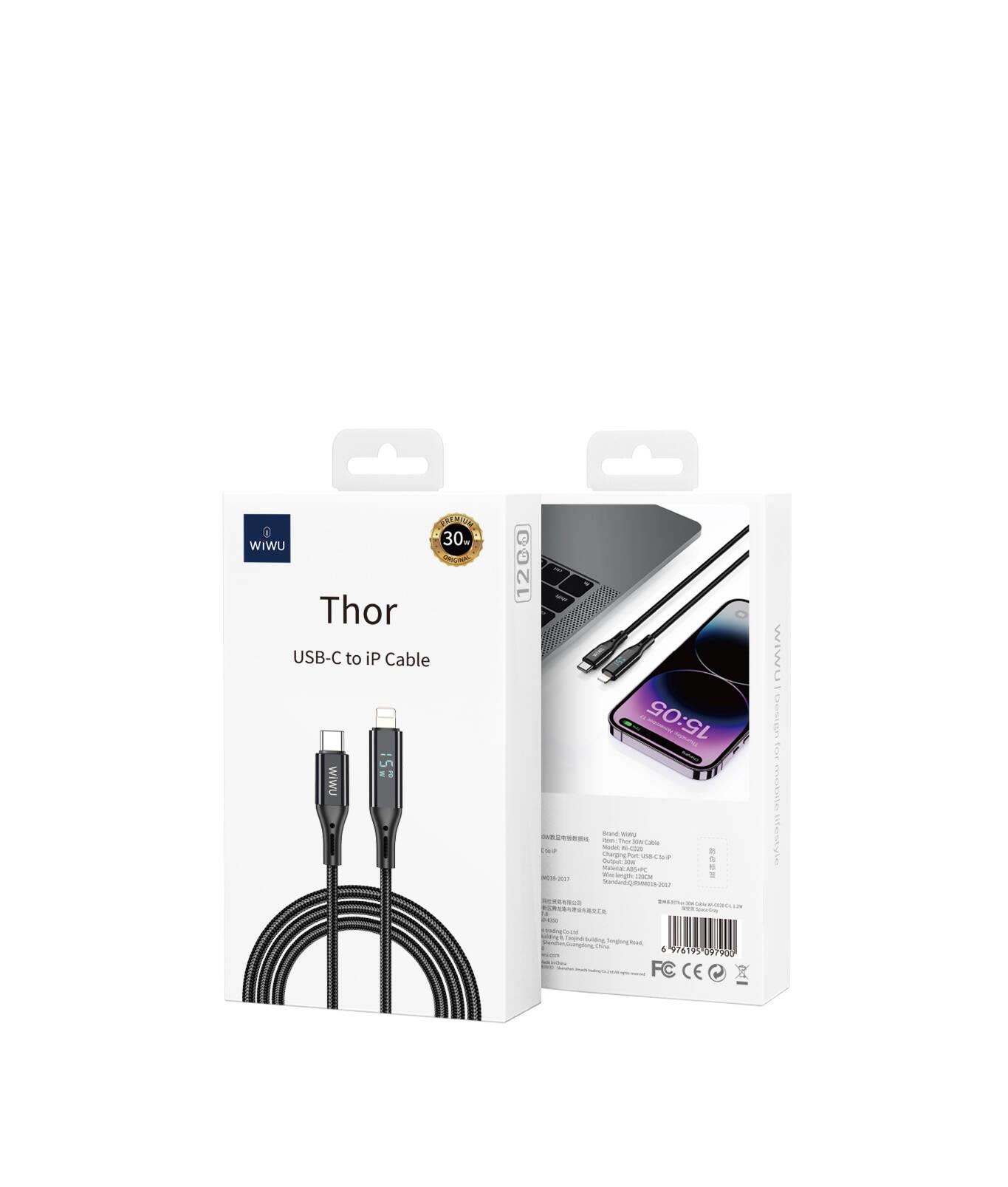 Wiwu Wi-C020 Thor Serisi 30W Hızlı Şarj Özellikli Type-C to Lightning Kablo 1.2M