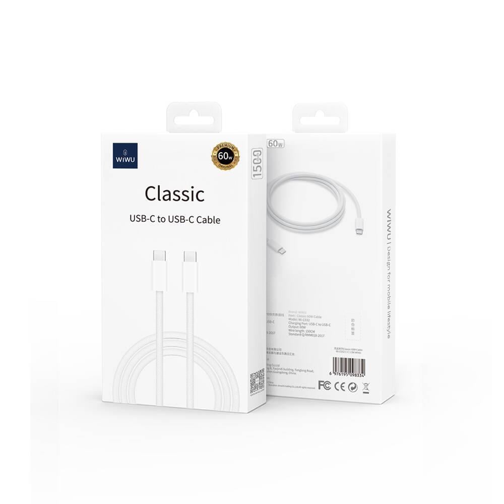 Wiwu Wi-C032 Classic Serisi 60W Hızlı Şarj Özellikli Type-C to Type-C Kablo 1.5M
