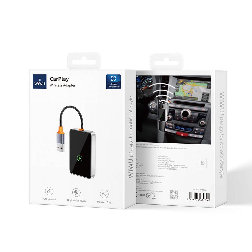 Wiwu Wi-CP001 Car Play Dijital LED Göstergeli Kablosuz Ses Alıcı USB Girişli Bluetooth Adaptör