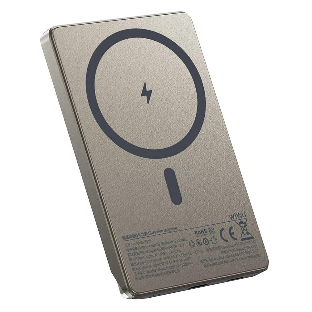Wiwu Wi-P019 Ultra-Thin Explore Serisi Led Göstergeli Wireless Magsafe Powerbank 15W 5000mAh 