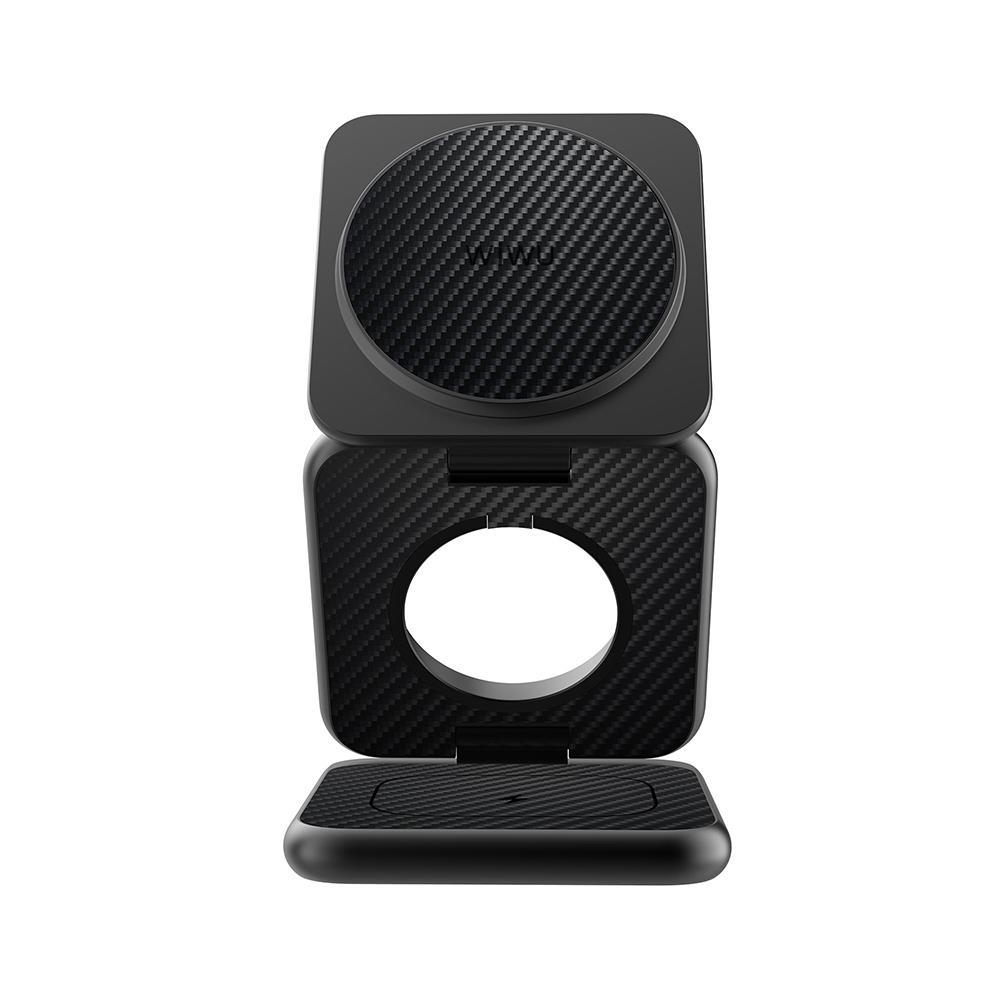 Wiwu Wi-W035 3 in 1 Magnetik Hızlı Şarj Özellikli Aramid Fiber Kablosuz Şarj Standı 15W