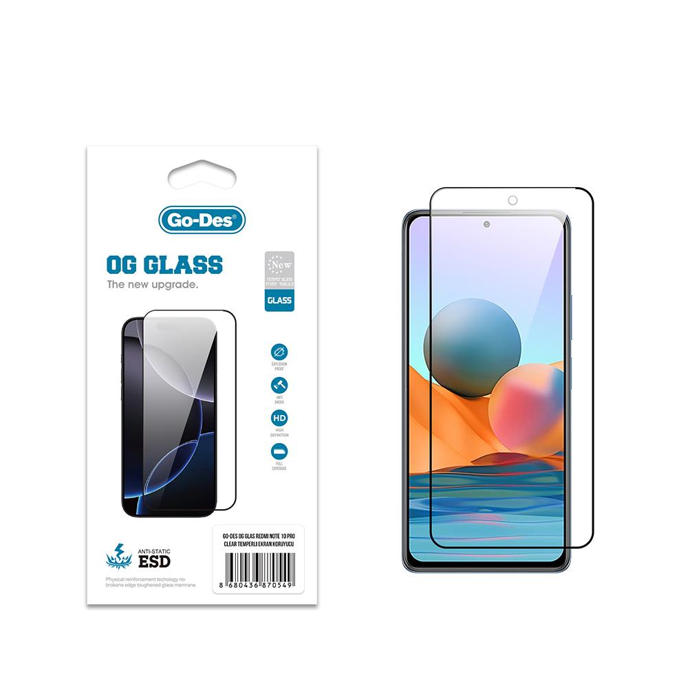 Xiaomi Redmi Note 10 Pro Go Des OG Glass Antistatik Temperli Cam Ekran Koruyucu