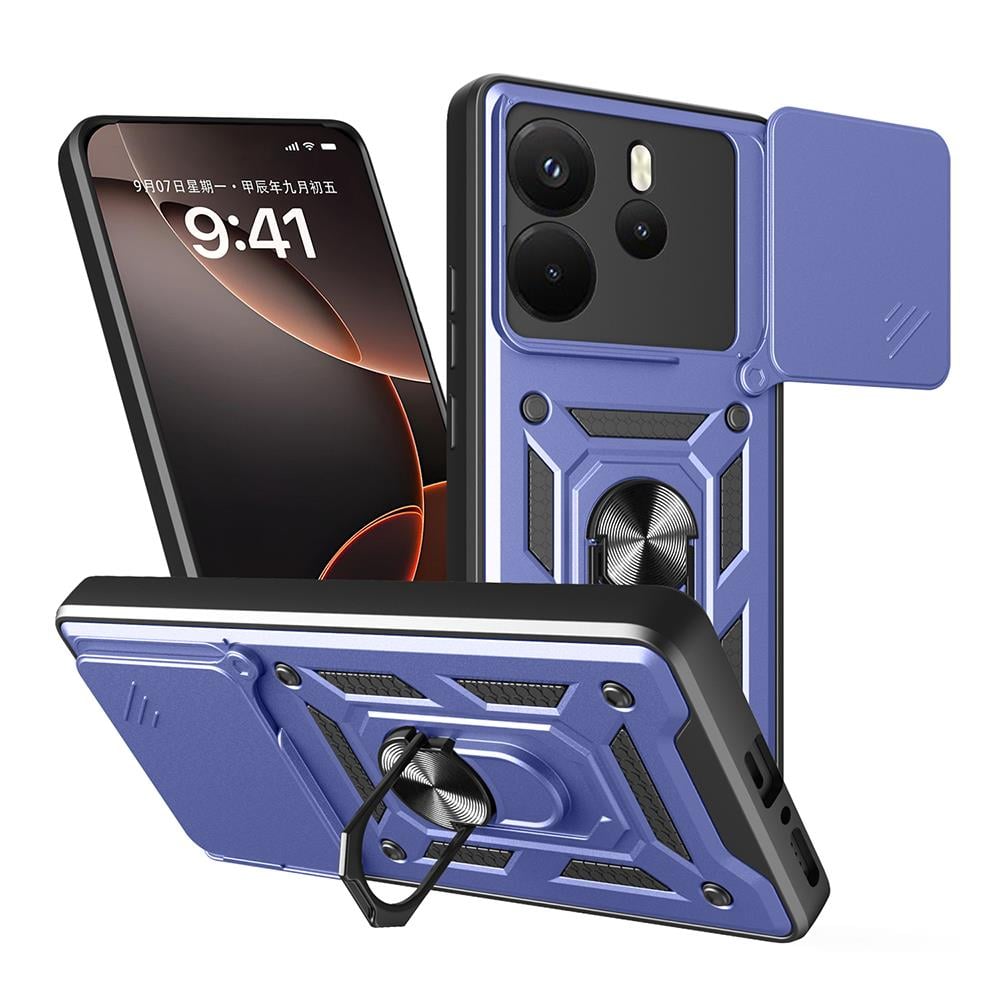 Xiaomi Redmi Note 14 Kılıf Magnetik Standlı Kamera Korumalı Zore Sürgülü Vega Kapak