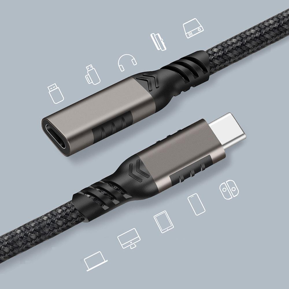 Zore Extension USB3.2 Type-C PD Uzatma Kablosu 100W 20Gbps 4K@60Hz 1 Metre